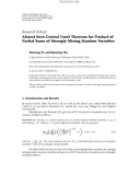 Báo cáo hóa học: Research Article Almost Sure Central Limit Theorem for Product of Partial Sums of Strongly Mixing Random Variables