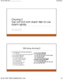 Bài giảng Ứng dụng Thương mại điện tử trong doanh nghiệp - Chương 2: Các mô hình kinh doanh điện tử của doanh nghiệp