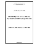 Luận văn Thạc sĩ Quản lý Giáo dục: Quản lý đội ngũ cố vấn học tập tại Trường Cao đẳng Dược Phú Thọ