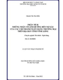 Luận văn Thạc sĩ Kinh tế: Phân tích những nhân tố ảnh hưởng đến nợ xấu của các chi nhánh NHTM trên địa bàn tỉnh Vĩnh Long