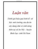 Luận văn: Đánh giá hiệu quả kinh tế- xã hội- môi trường của dự án xây dựng nhà vệ sinh nông thôn tại xã An Nội – huyện Bình Lục- tỉnh Hà Nam