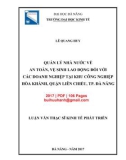 Luận văn Thạc sĩ Kinh tế phát triển: Quản lý nhà nước về an toàn, vệ sinh lao động đối với các doanh nghiệp tại khu công nghiệp Hòa Khánh, quận Liên Chiểu, thành phố Đà Nẵng