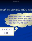 Giáo án điện tử môn Toán lớp 3 - Bài: Tính giá trị biểu thức (Tiết 2)