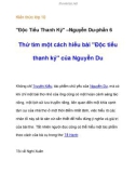 Kiến thức lớp 10 Độc Tiểu Thanh Ký –Nguyễn Du-một cách hiểu khác