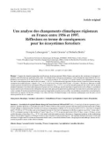 Báo cáo khoa học: Une analyse des changements climatiques régionaux en France entre 1956 et 1997. Réflexions en terme de conséquences pour les écosystèmes forestiers