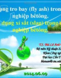 Bài giảng Ứng dụng tro bay (fly ash) trong công nghiệp bêtông - Ứng dụng xỉ sắt (slag) trong công nghiệp bêtông - TS. Bùi Lê Anh Tuấn