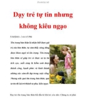 Dạy trẻ tự tin nhưng không kiêu ngạo