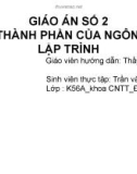 GIÁO ÁN SỐ 2 CÁC THÀNH PHẦN CỦA NGÔN NGỮ LẬP TRÌNH