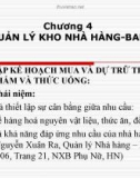 Bài giảng Điều hành hoạt động nhà hàng-Bar - Chương 4: Quản lý kho nhà hàng - Bar (ThS. Nguyễn Sơn Tùng)