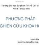 Bài giảng Phương pháp nghiên cứu khoa học - Huỳnh Mai Trang