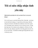 Tôi có nên chấp nhận tình yêu này