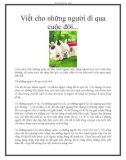 Viết cho những người đi qua cuộc đời...