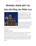 Helsinki, thành phố văn hóa nổi tiếng của Phần Lan