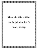 Khám phá điều mới lạ ở khu du lịch sinh thái Cọ Xanh, Hà Nội