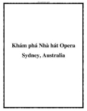 Khám phá Nhà hát Opera Sydney, Australia