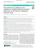 The experience of sudden loss of a colleague or neighbor following the MH17 plane crash in the Ukraine: A qualitative interview study