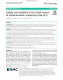 Validity and reliability of the Greek version of Implementation Leadership Scale (ILS)