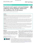 Perceived social support and psychological wellbeing among Nepalese adolescents: The mediating role of self-esteem