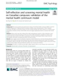 Self-reflection and screening mental health on Canadian campuses: Validation of the mental health continuum model