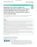 Appraisals and coping mediate the relationship between resilience and distress among significant others of persons with spinal cord injury or acquired brain injury: A cross-sectional study