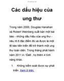 Các dấu hiệu của ung thư