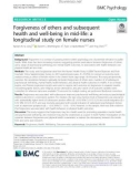 Forgiveness of others and subsequent health and well-being in mid-life: A longitudinal study on female nurses