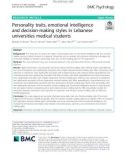 Personality traits, emotional intelligence and decision-making styles in Lebanese universities medical students