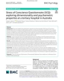 Stress of Conscience Questionnaire (SCQ): Exploring dimensionality and psychometric properties at a tertiary hospital in Australia