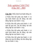 Trắc nghiệm CẢM ỨNG (Câu 341 - 360)