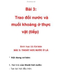 Bài 3: Trao đổi nước và muối khoáng ở thực vật (tiếp)