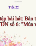 Tiết 22: Ôn hát: Bàn tay mẹ. Tập đọc nhạc: TĐN số 6 - Bài giảng Âm nhạc 4 - GV: Hồng Thủy