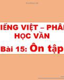 Bài giảng môn Tiếng Việt lớp 1 sách Cánh diều năm học 2021-2022 - Bài 15: Ôn tập (Trường Tiểu học Ái Mộ B)