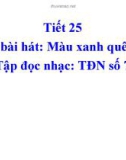 Bài giảng 25: Ôn hát: Màu xanh quê hương. Tập đọc nhạc số 7 - Âm nhạc 5 - GV: Bích Huân