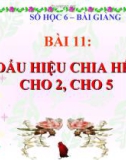 Bài giảng Số học 6 chương 1 bài 11: Dấu hiệu chia hết cho 2, cho 5