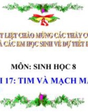 Bài giảng Sinh học lớp 8 bài 17: Tim và mạch máu