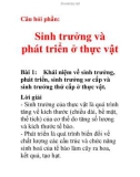 Câu hỏi ôn tập Sinh 12: Sinh trưởng và phát triển ở thực vật