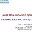 Bài giảng Khoa học dịch vụ: Chương 2 - PGS.TS. Hà Quang Thụy