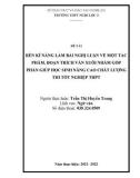 Sáng kiến kinh nghiệm THPT: Rèn kĩ năng làm bài nghị luận về một tác phẩm, đoạn trích văn xuôi nhằm góp phần giúp học sinh nâng cao chất lượng thi tốt nghiệp THPT