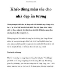 Khéo dùng màu sắc cho nhà đẹp ấn tượng