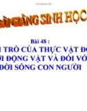 Bài giảng Sinh học 6 - Bài 48: Vai trò của thực vật đối với động vật và đối với đời sống con người