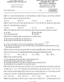 Đề kiểm tra tập trung bài số 1 môn Vật lí lớp 11 năm 2017-2018 - THPT Ngô Gia Tự - Mã đề 020