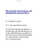 Một số vấn đề về di truyền học - Bổ sung kiến thức chương trình 12