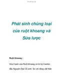 Phát sinh chủng loại của ruột khoang và Sứa lược