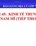 Bài giảng Địa lý 7 bài 45: Kinh tế Trung và Nam Mĩ (tiếp theo)