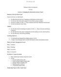 Lecture note Business system development - Lecture 6: Managing the information systems project