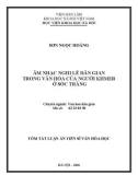 Tóm tắt Luận án Tiến sĩ Văn hóa học: Âm nhạc nghi lễ dân gian trong văn hóa của người Khmer ở Sóc Trăng