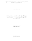 Luận văn Thạc sĩ Quản lý kinh tế: Tăng cường công tác quản lý thông tin đối ngoại của Sở Ngoại vụ trên địa bàn tỉnh Lạng Sơn