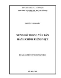 Luận án Tiến sĩ Ngôn ngữ học: Xưng hô trong văn bản hành chính tiếng Việt