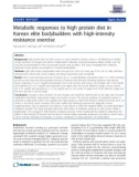 Báo cáo y học: Metabolic responses to high protein diet in Korean elite bodybuilders with high-intensity resistance exercise