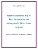 Đề tài Positive extensions, Fej´erRiesz factorization and autoregressive filters in two variables 